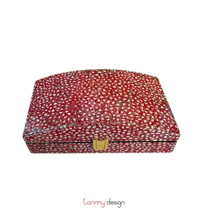 Hộp sơn mài cong khảm trứng 14*24cm ( các mẫu )